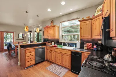 Don't let this compact kitchen fool you--there's a great amount of counter and cabinet space!