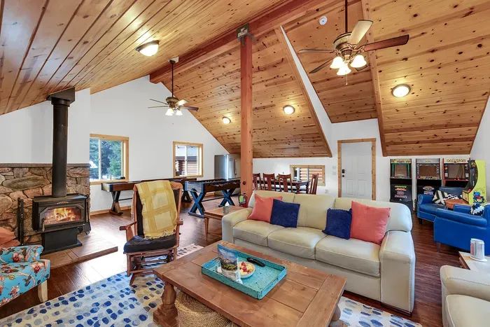 The bonus/game room above the garage is kid and teen heaven—let them take over this space while the adults relax in the main cabin