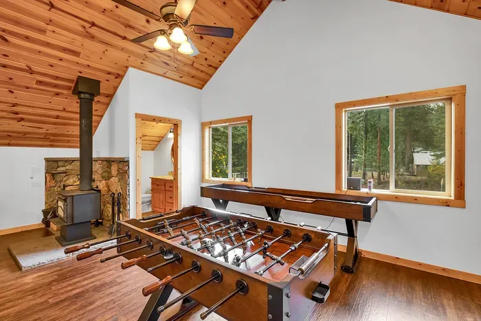 Challenge your friends to a foosball or shuffleboard match in Otter's Den's lively bonus room