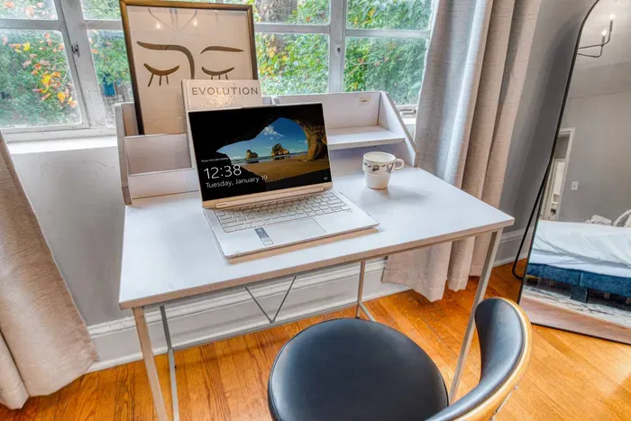 Dedicated workspace in the master bedroom.