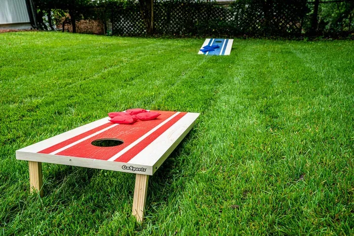 Bring out the fun hearted competitive juices and challenge each other to some games of cornhole.