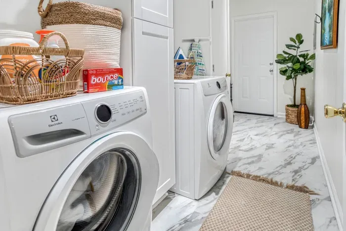 New in unit washer/dryer with complimentary laundry supplies are available during your stay.