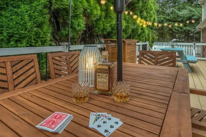 An outdoor dining area (scratch that - game table!)