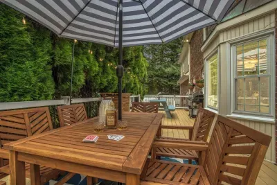 An outdoor dining area (scratch that - game table!)