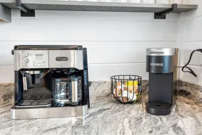 Morning coffee, your way.  Enjoy a Keurig with K-cups plus a traditional coffee maker for full pots, giving every guest the freedom to brew exactly how they like.