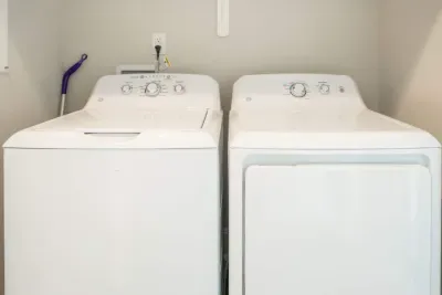 Pack less, refresh more!  Our full-size washer & dryer come stocked with detergent pods and dryer sheets for a hassle-free stay.