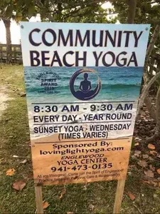 Daily beach yoga nearby—morning sessions and Wednesday sunset flow.