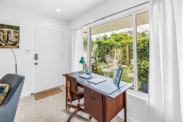 Sunny workspace with garden views and easy indoor-outdoor living