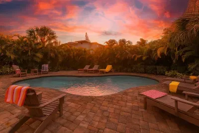 Outdoor Oasis: Dive into stunning sunsets by the pool, lounging in stylish comfort!