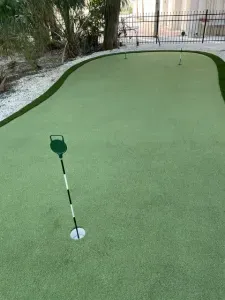 Private backyard putting green—multiple holes for fun and practice