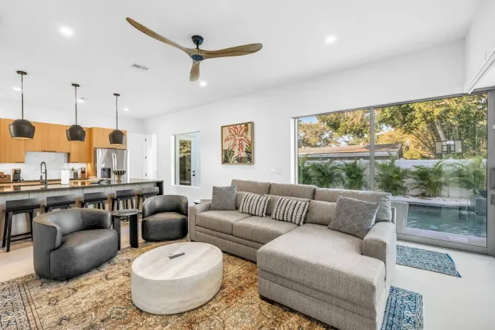 Living Room: Sunlit space with chic decor, perfect for relaxation and gathering with friends!