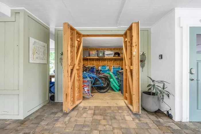 Beach chairs,  gear and bikes to get around