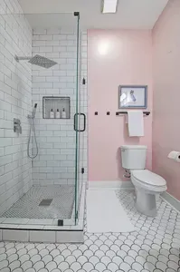 Seashells not included, but you’ll love this mermaid-ready ensuite. We provide organic Sulfate-free and Shampoo, Conditioner, and Body Wash from Public Goods. I'm a curly girl, trust me, your locks are safe with these products.