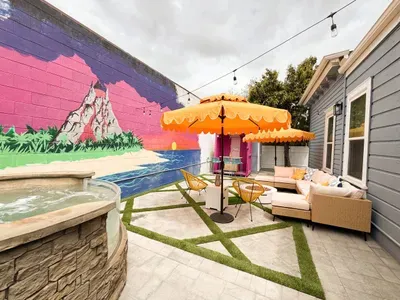 Not your average hot tub—this natural stone spa is next level.