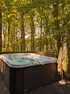 Romantic Secluded Log Cabin: Hot Tub, Movies