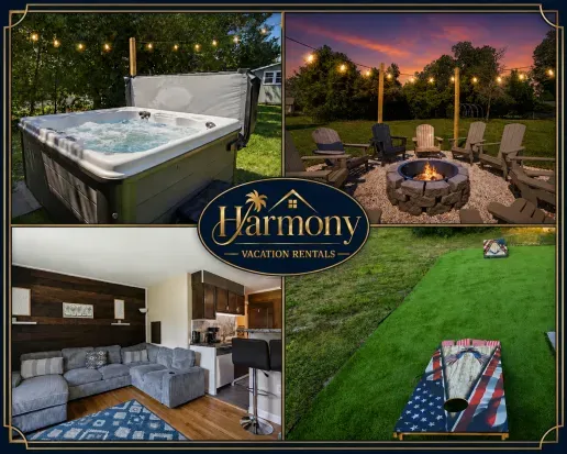 Hot tub, fire pit, and cozy lounge for the perfect getaway