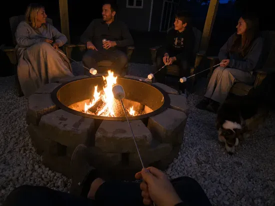 Cozy backyard fire pit perfect for s’mores, stories, and relaxing evenings