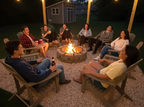Cozy backyard fire pit lounge perfect for relaxing evenings with friends