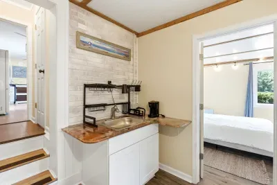 Convenient coffee nook and sink area just steps from the cozy bedroom