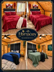 Cozy wood-paneled bedrooms with stylish decor and warm cabin charm