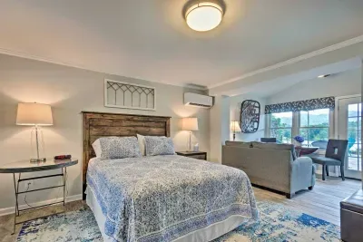 Enjoy your stay with a Queen-sized bed that's the perfect size for two! This space also features a bedside alarm clock, meaning there is no need for cell phones!