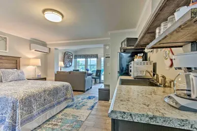 Brew fresh, local coffee and enjoy a couple snacks provided by the host. A Keurig is also available under the kitchenette should you prefer. 