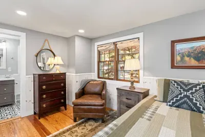 The upstairs bedroom is also a quiet and peaceful place to read a book or take a nap!