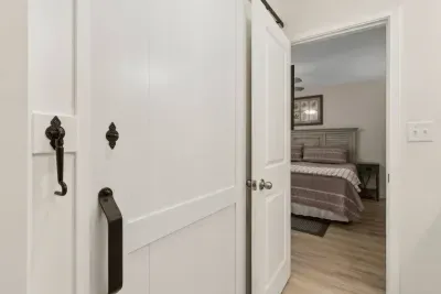 Close the laundry door to provide extra privacy into the Master Bathroom. 