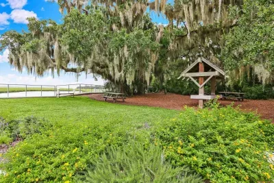 Enjoy a peaceful picnic overlooking the marsh at Walkers Landing! You're bound to see cranes, turtles, and fish while you eat.