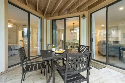 Enjoy a fresh glass of wine and snacks on the patio in our table with seating for 4. With three different entrances, you can access this patio from anywhere in the main condo. 