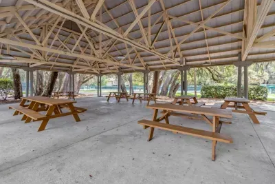 Enjoy some lunch in the shade after playing tennis or pickleball!