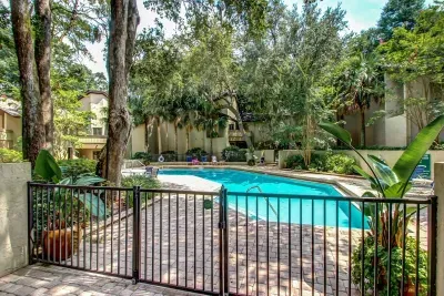 The pool includes a gated entrance to help keep small children safe!