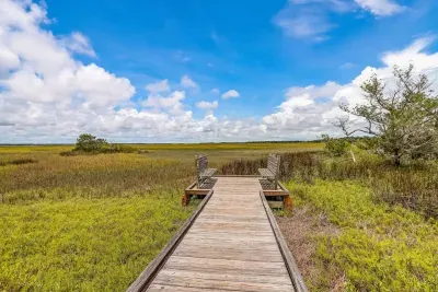 Walk out over the marsh and enjoy the views off the pier at Drummond Point Park.