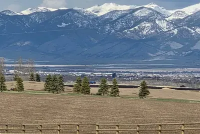View of the Bridger Mountains from the living room and back deck