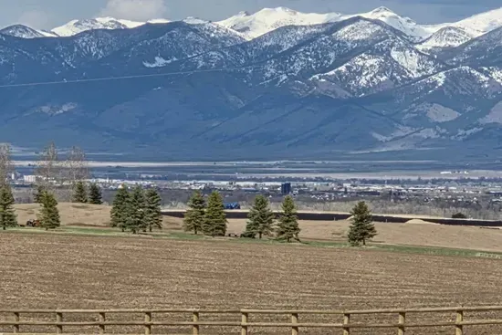 View of the Bridger Mountains from the living room and back deck