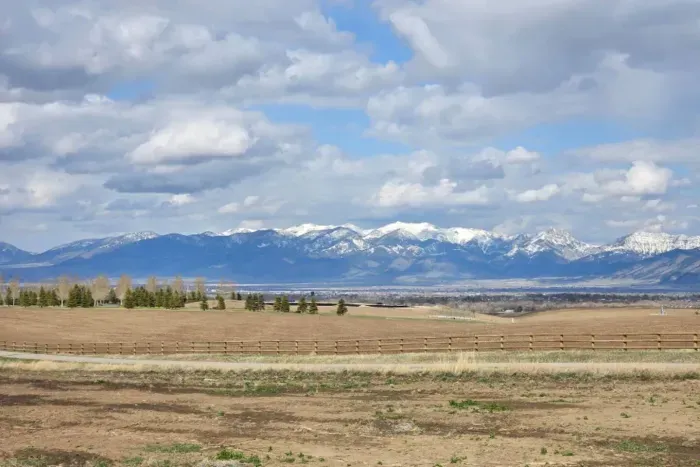 View of the Bridger Mountains from the living room and back deck