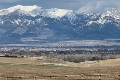 View of the Bridger Mountains from the living room and back deck