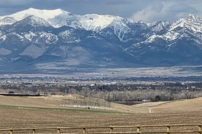 View of the Bridger Mountains from the living room and back deck