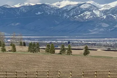 View of the Bridger Mountains from the living room and back deck
