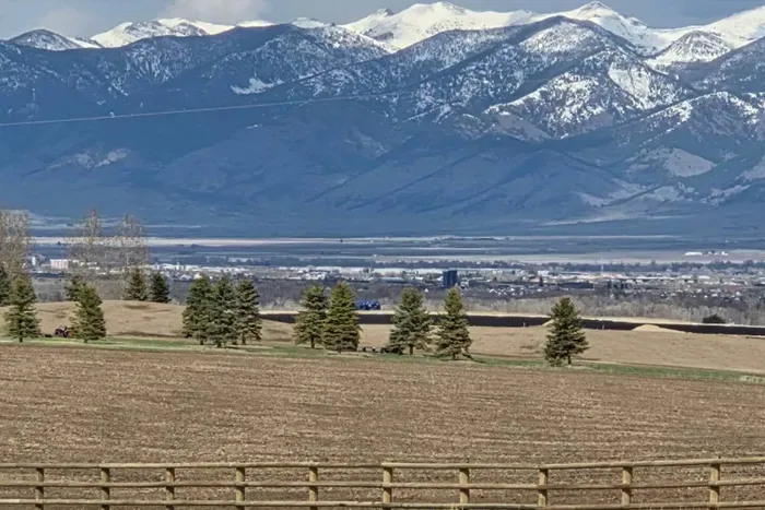 View of the Bridger Mountains from the living room and back deck