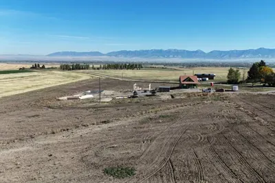 Drone footage of the property early in the construction process