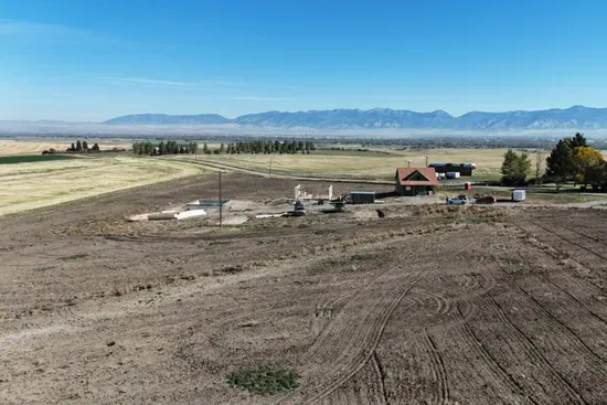 Drone footage of the property early in the construction process
