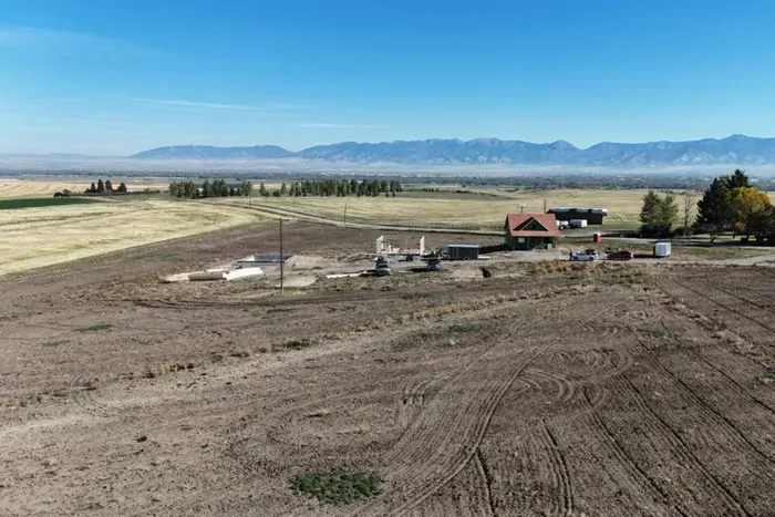 Drone footage of the property early in the construction process