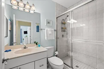 Bathroom: Bright, airy space with modern fixtures and stylish decor for your retreat!