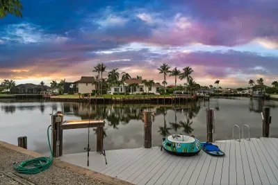 Private waterfront dock with sunset views and direct canal access