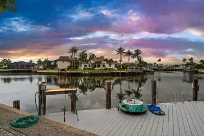 Private waterfront dock with sunset views and direct canal access