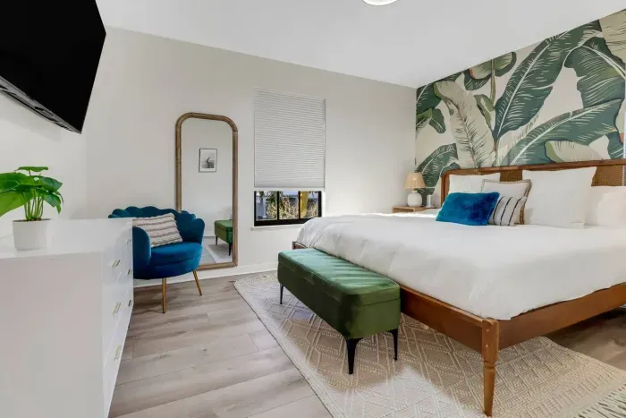Tropical Retreat: Embrace island vibes with stylish decor and a plush king bed for ultimate relaxation!