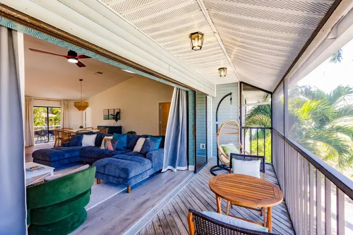 Spacious seating, vibrant decor, and breezy views await your relaxation!