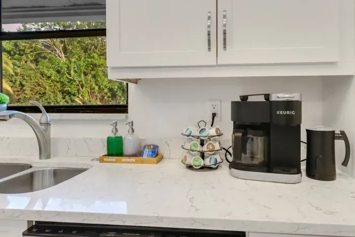 Kitchen: Modern amenities and a sunny view—brew your morning coffee in style!