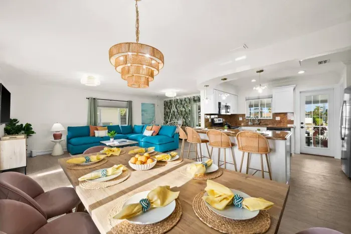 Living Room & Dining Area: Vibrant decor meets open space, perfect for gatherings and relaxation!